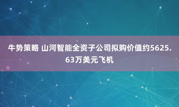 牛势策略 山河智能全资子公司拟购价值约5625.63万美元飞机