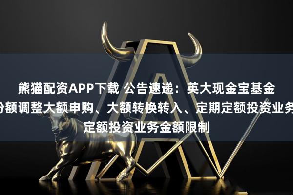 熊猫配资APP下载 公告速递：英大现金宝基金B类基金份额调整大额申购、大额转换转入、定期定额投资业务金额限制